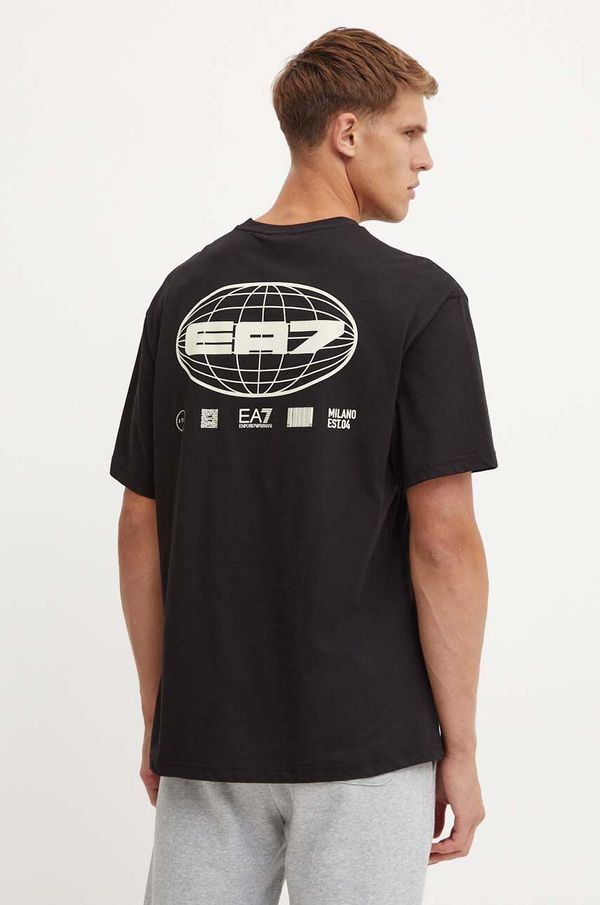 EA7 Emporio Armani Pamučna majica EA7 Emporio Armani za muškarce, boja: crna, s tiskom, AF10429.7M000012