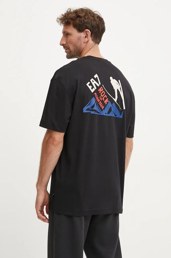 EA7 Emporio Armani Pamučna majica EA7 Emporio Armani za muškarce, boja: crna, s tiskom, AF10441.7M000019