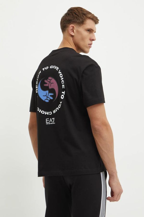 EA7 Emporio Armani Pamučna majica EA7 Emporio Armani za muškarce, boja: crna, s tiskom, AF11970.7M000006