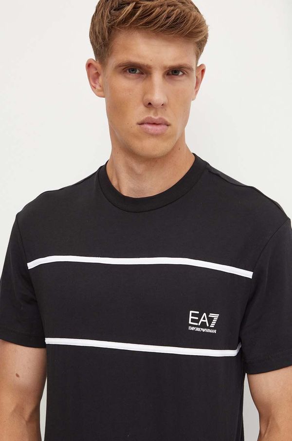 EA7 Emporio Armani Pamučna majica EA7 Emporio Armani za muškarce, boja: crna, s tiskom, PJTJZ.6DPT47