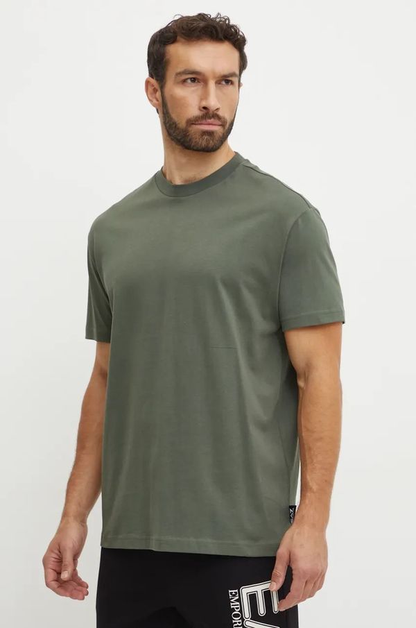 EA7 Emporio Armani Pamučna majica EA7 Emporio Armani za muškarce, boja: zelena, bez uzorka, PJ2QZ.6DUT10