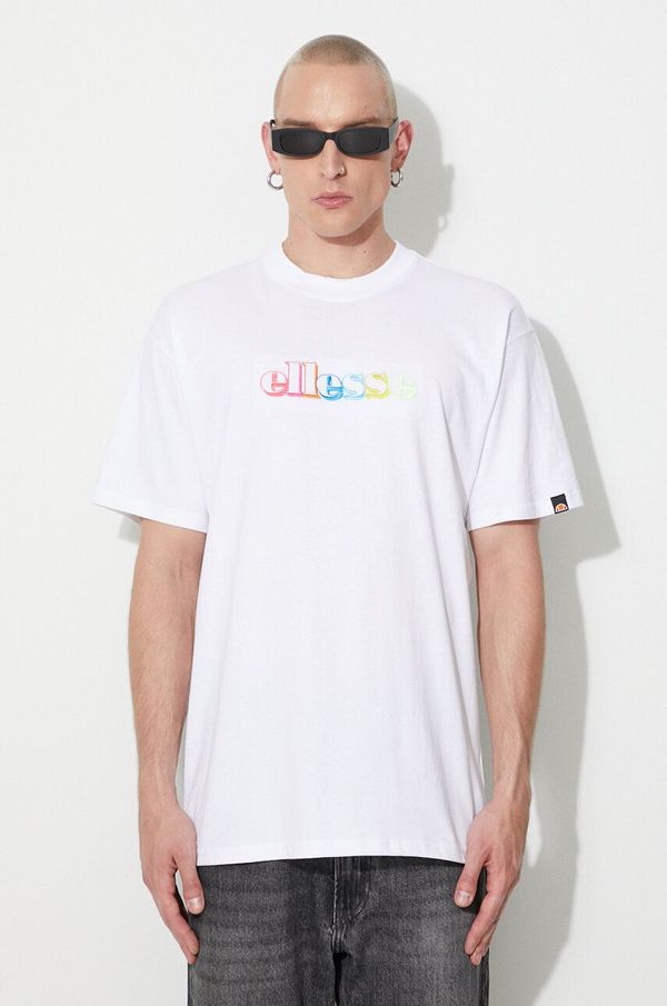 Ellesse Pamučna majica Ellesse boja: bijela, s aplikacijom, SHR17642-BLACK