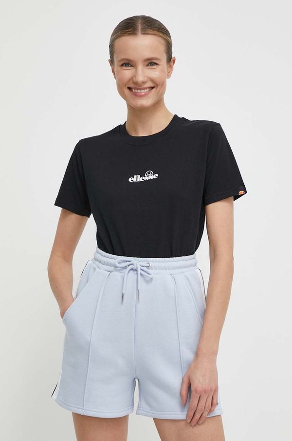 Ellesse Pamučna majica Ellesse za žene, boja: crna