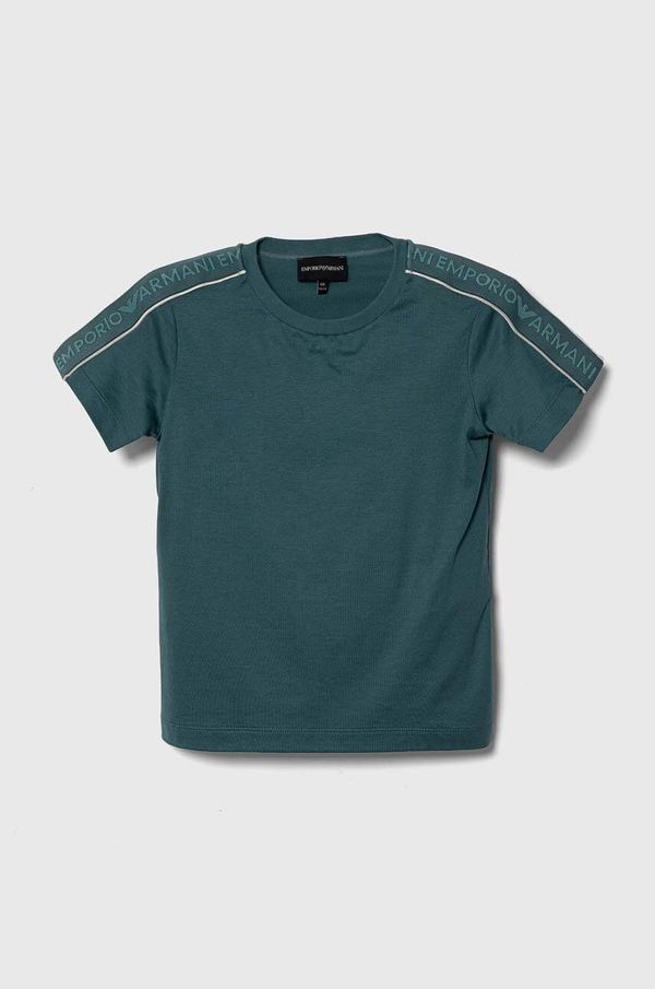 Emporio Armani Pamučna majica Emporio Armani boja: tirkizna, s aplikacijom