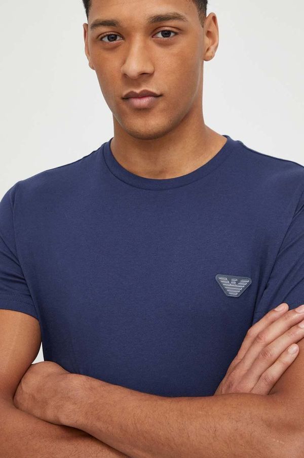 Emporio Armani Underwear Pamučna majica Emporio Armani Underwear za muškarce, boja: tamno plava, bez uzorka