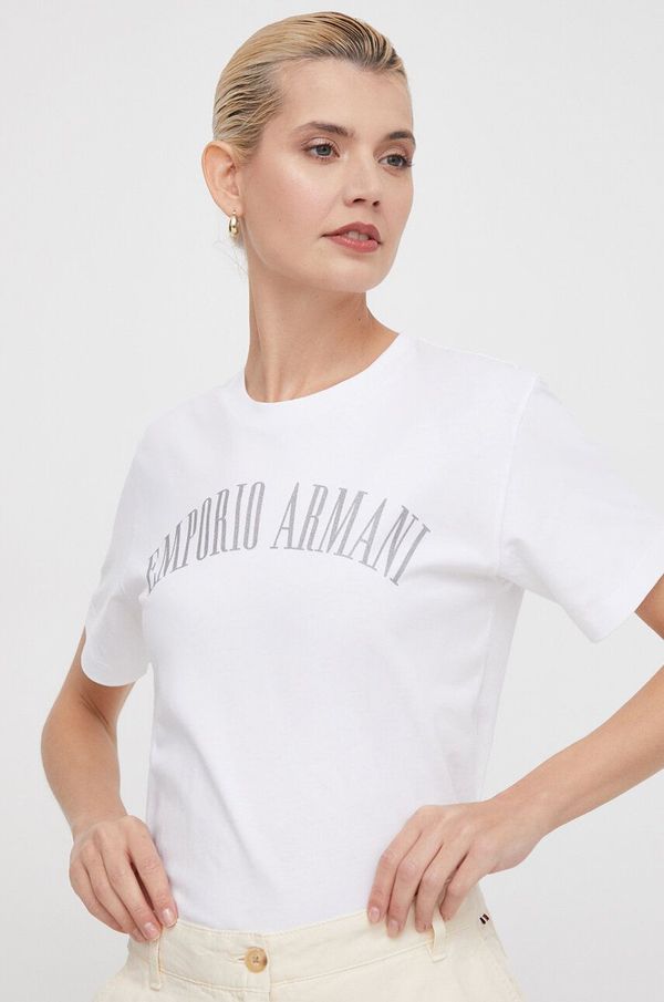 Emporio Armani Pamučna majica Emporio Armani za žene, boja: bijela