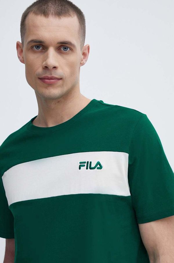 Fila Pamučna majica Fila Lankaran za muškarce, boja: zelena, s aplikacijom, FAM0680