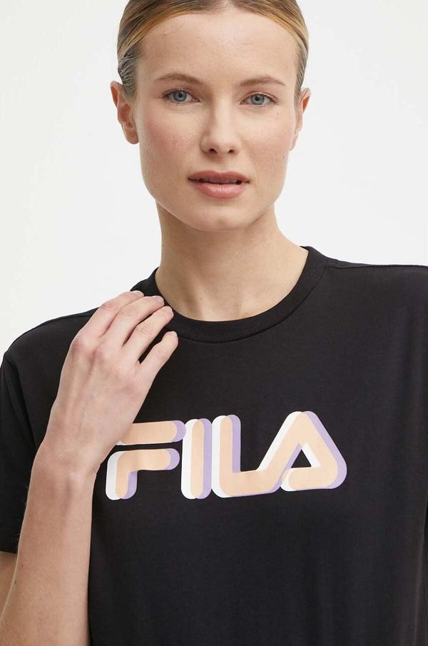 Fila Pamučna majica Fila Londrina za žene, boja: crna, FAW0765