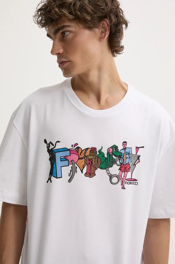Fiorucci Pamučna majica Fiorucci za muškarce, boja: bijela, s uzorkom, M01FMTSH103CJ01WH04
