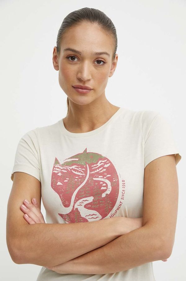 Fjallraven Pamučna majica Fjallraven Arctic Fox T-shirt za žene, boja: bež, F89849