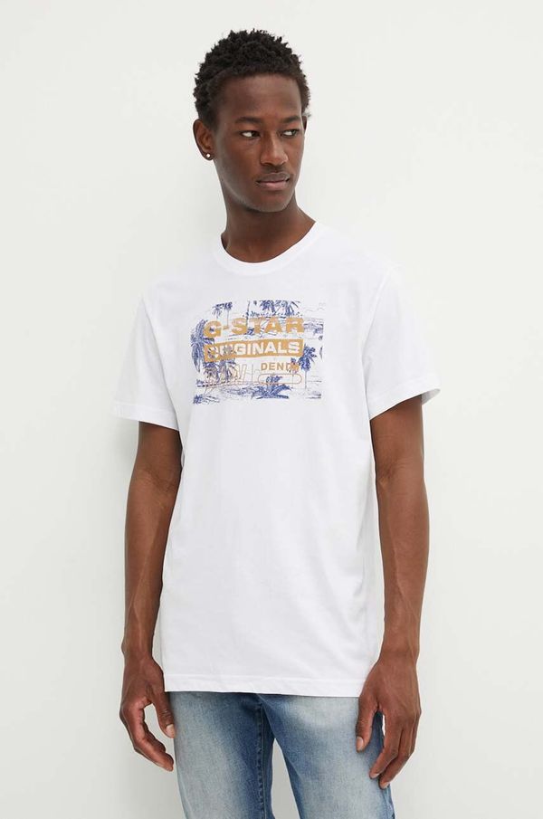 G-Star Raw Pamučna majica G-Star Raw za muškarce, boja: bijela, s tiskom, D24682-C506