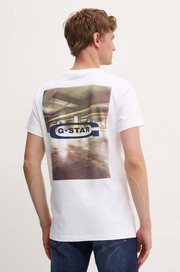 G-Star Raw Pamučna majica G-Star Raw za muškarce, boja: bijela, s tiskom, D25093-C784