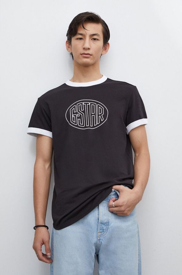 G-Star Raw Pamučna majica G-Star Raw za muškarce, boja: crna, s tiskom