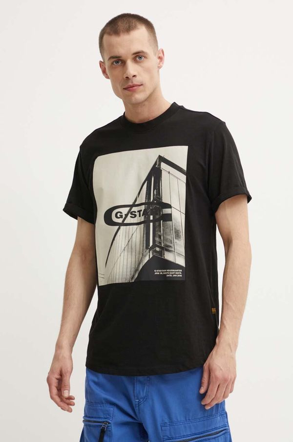 G-Star Raw Pamučna majica G-Star Raw za muškarce, boja: crna, s tiskom, D24683-C372