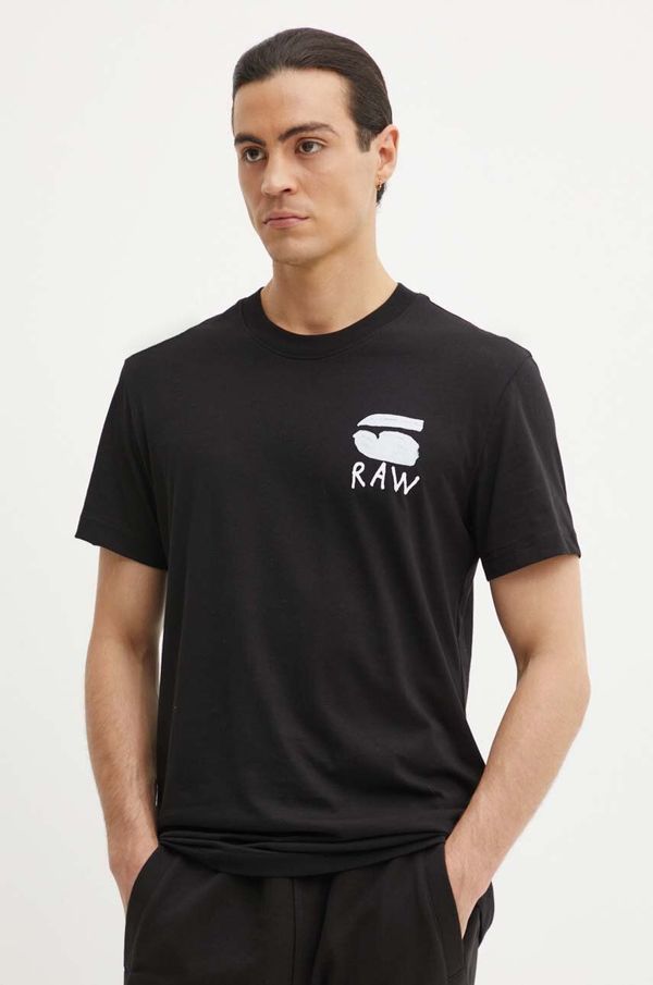 G-Star Raw Pamučna majica G-Star Raw za muškarce, boja: crna, s tiskom, D25700-336
