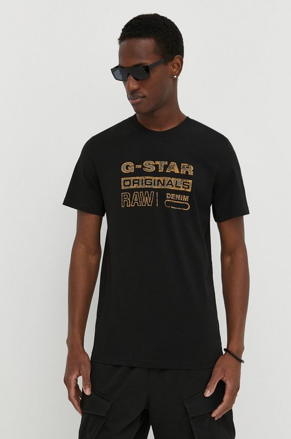 G-Star Raw Pamučna majica G-Star Raw za muškarce, boja: crna, s tiskom