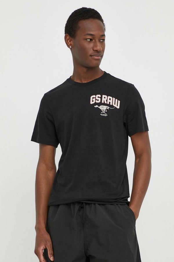 G-Star Raw Pamučna majica G-Star Raw za muškarce, boja: crna, s tiskom