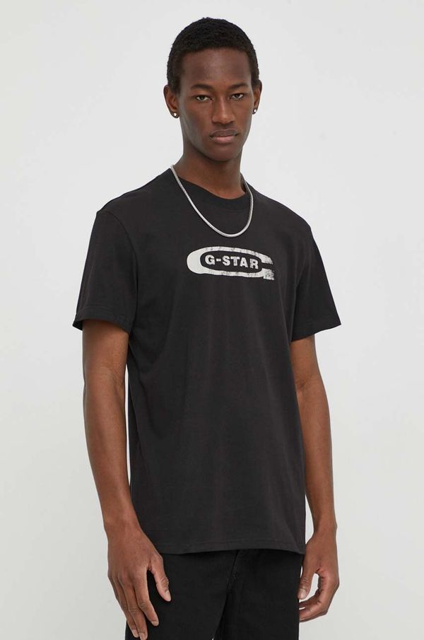 G-Star Raw Pamučna majica G-Star Raw za muškarce, boja: crna, s tiskom