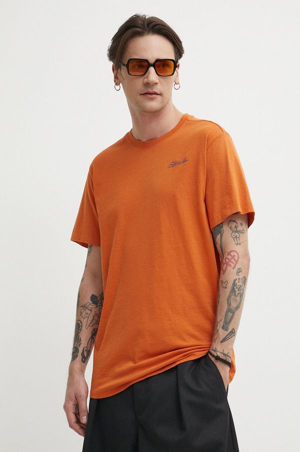 G-Star Raw Pamučna majica G-Star Raw za muškarce, boja: narančasta, s tiskom