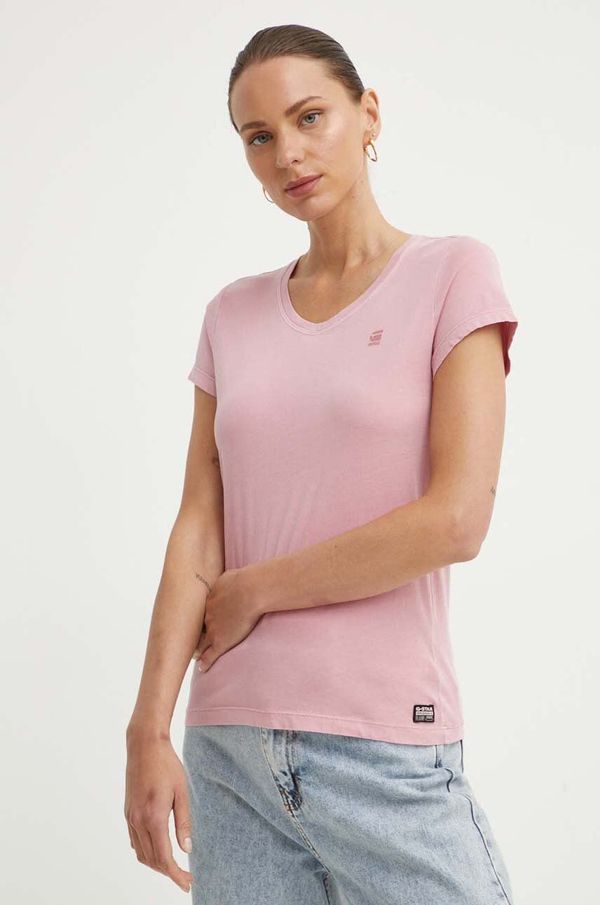 G-Star Raw Pamučna majica G-Star Raw za žene, boja: ružičasta