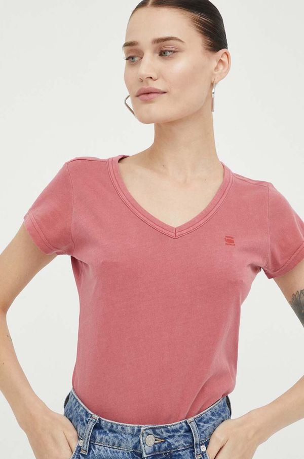G-Star Raw Pamučna majica G-Star Raw za žene, boja: ružičasta
