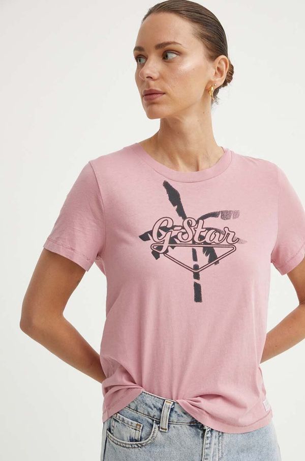 G-Star Raw Pamučna majica G-Star Raw za žene, boja: ružičasta, D24595-4107