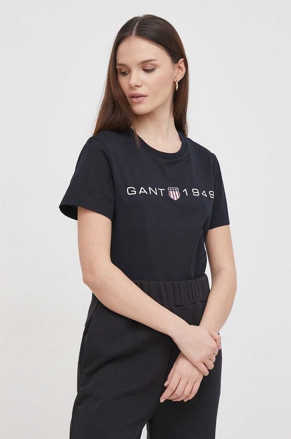 Gant Pamučna majica Gant za žene, boja: crna