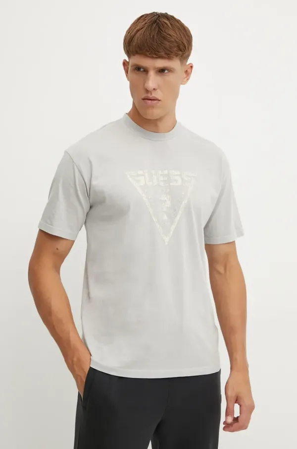Guess Pamučna majica Guess ALIOTH za muškarce, boja: siva, s tiskom, Z4BI05 K8FQ4
