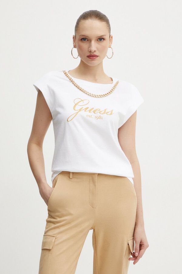 Guess Pamučna majica Guess CRYSTAL za žene, boja: bijela, W4YI16 I3Z14