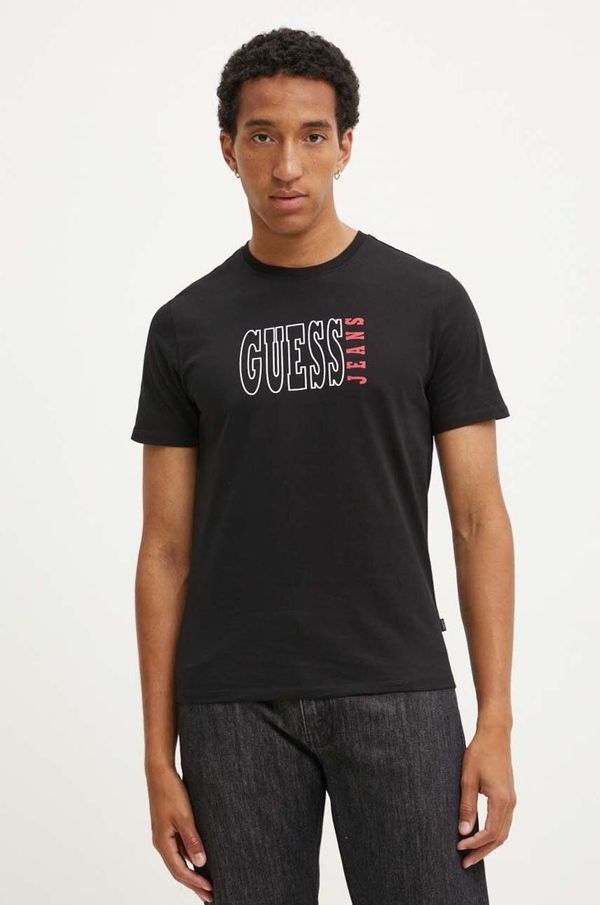 Guess Jeans Pamučna majica Guess Jeans za muškarce, boja: crna, s tiskom, M4YI56 K8HM0
