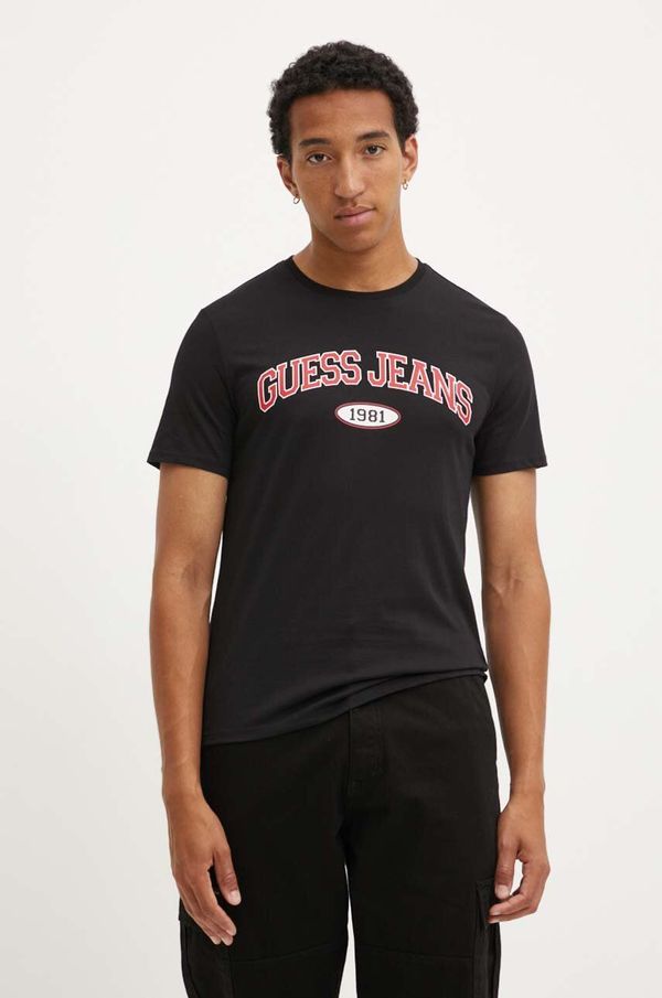 Guess Jeans Pamučna majica Guess Jeans za muškarce, boja: crna, s tiskom, M4YI57 K8HM0