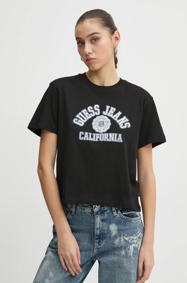 Guess Jeans Pamučna majica Guess Jeans za žene, boja: crna, W5RI43 K8HM0