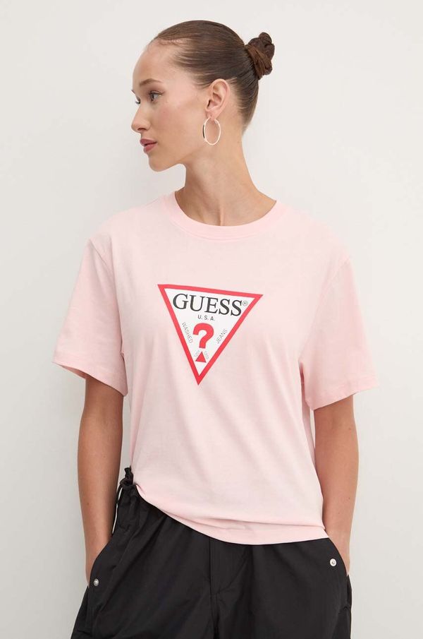 Guess Jeans Pamučna majica Guess Jeans za žene, boja: ružičasta, W4YI73 K8HM0