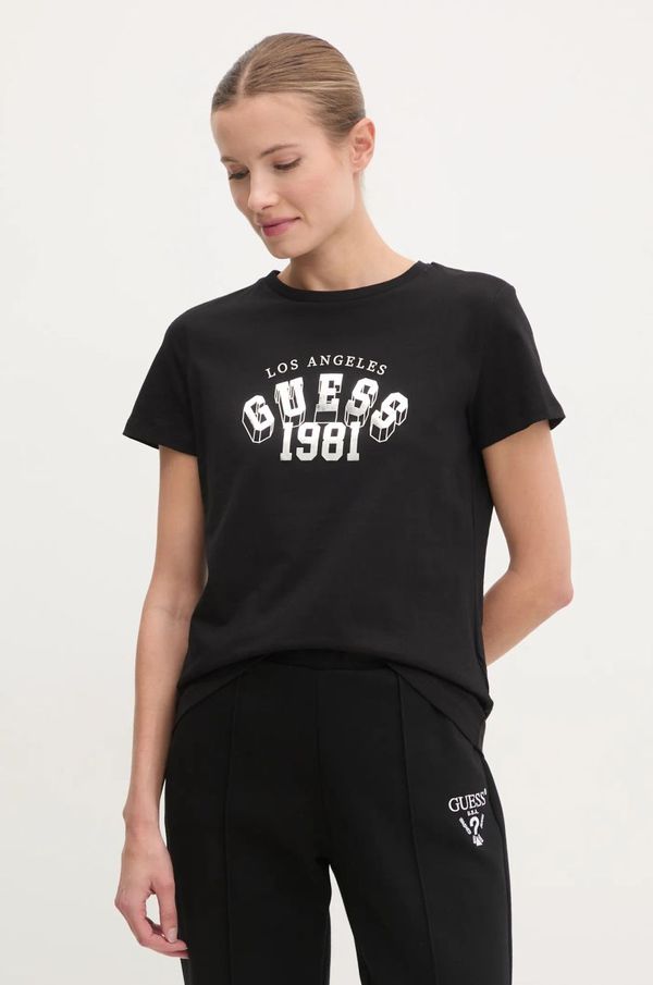 Guess Pamučna majica Guess MARTINA za žene, boja: crna, V5RI06 I3Z14