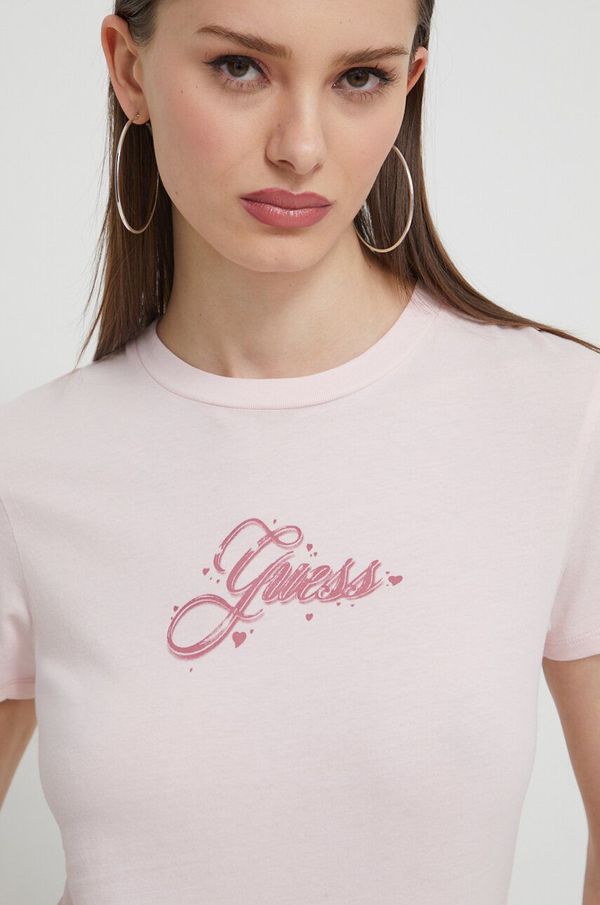 Guess Originals Pamučna majica Guess Originals za žene, boja: ružičasta