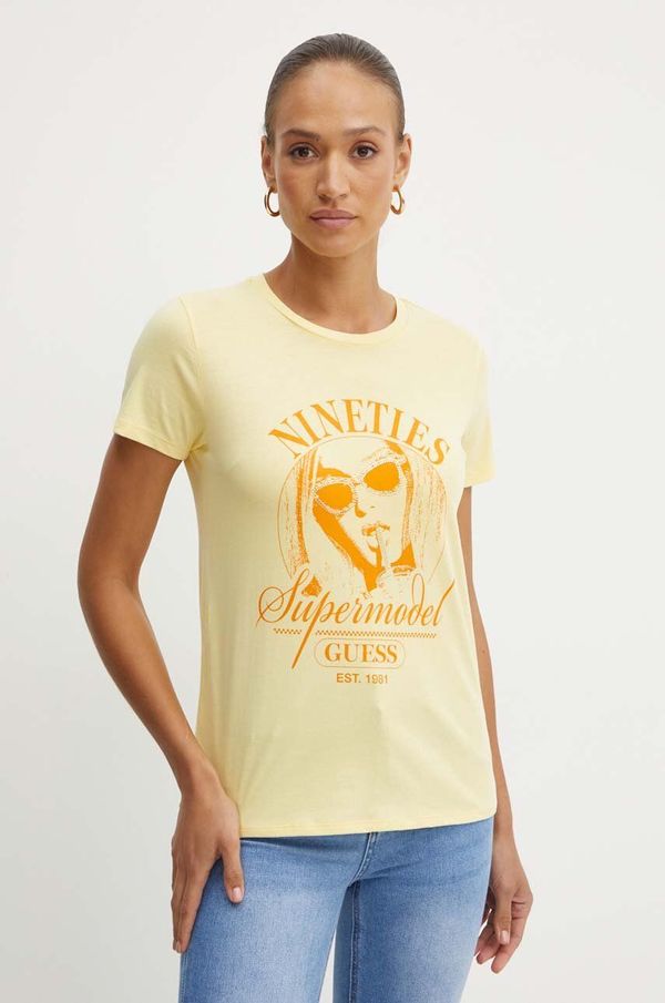 Guess Pamučna majica Guess SUPERMODEL za žene, boja: žuta, W4YI55 K9RM1