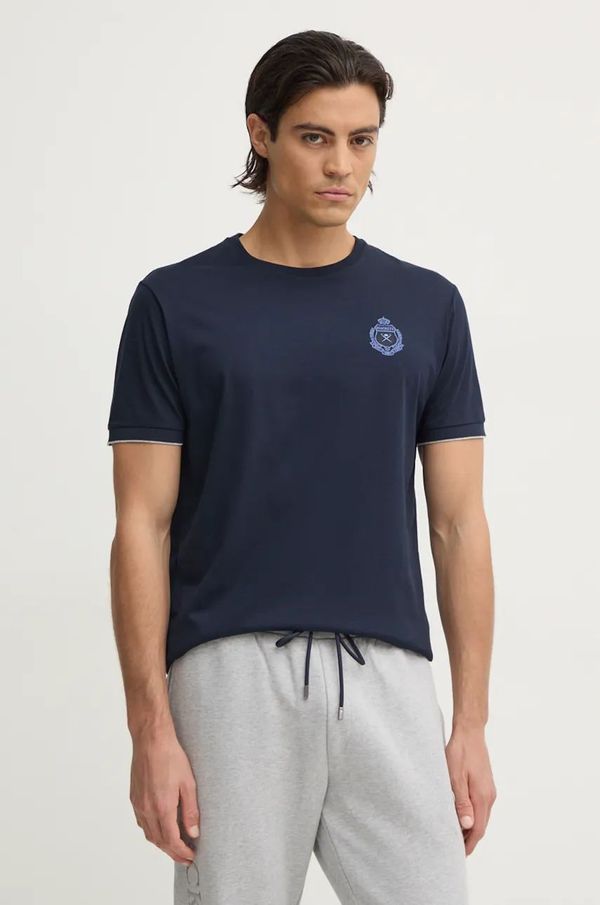 Hackett London Pamučna majica Hackett London za muškarce, boja: tamno plava, s aplikacijom, HM500846