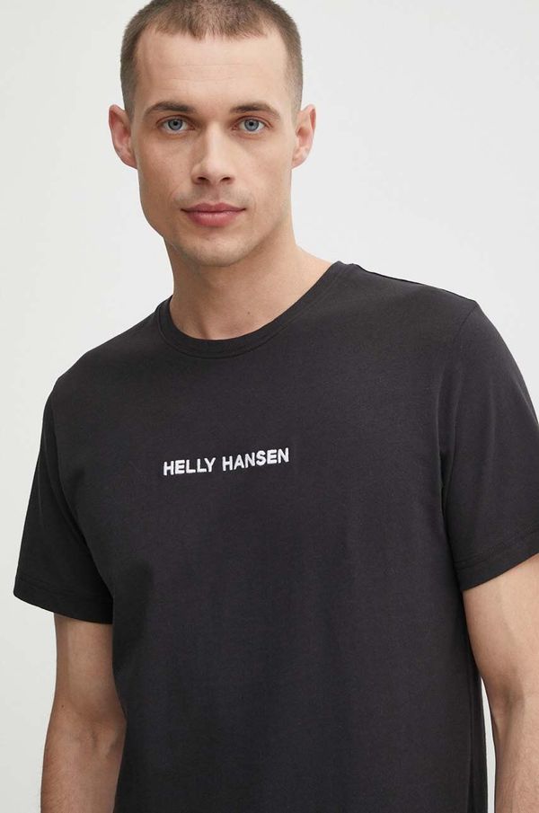 Helly Hansen Pamučna majica Helly Hansen za muškarce, boja: crna, s aplikacijom