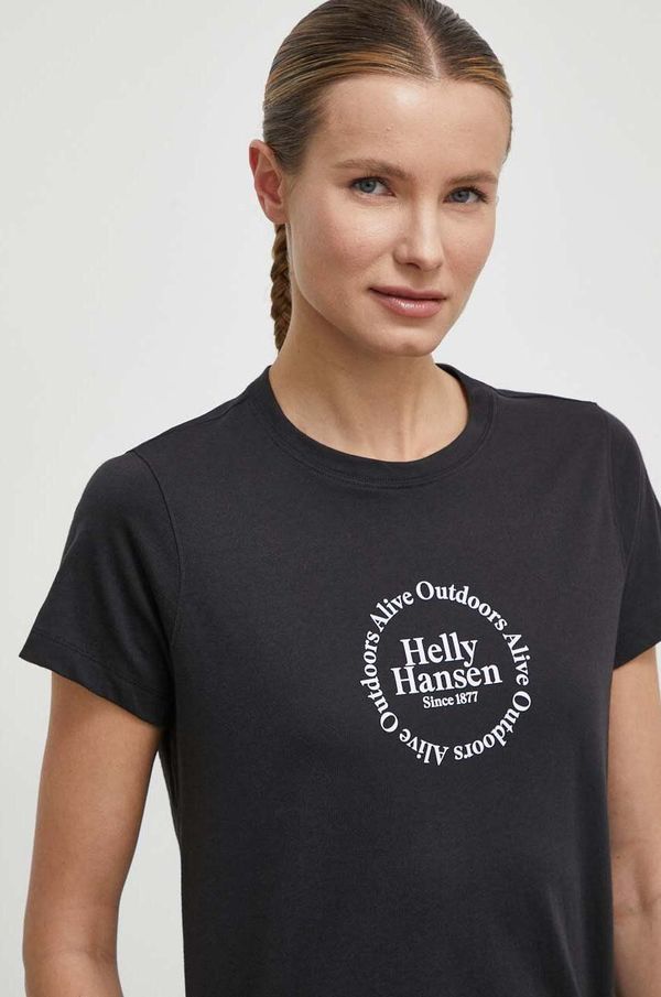 Helly Hansen Pamučna majica Helly Hansen za žene, boja: crna