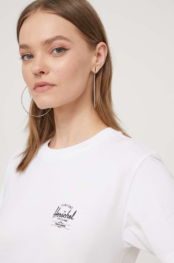 Herschel Pamučna majica Herschel za žene, boja: bijela