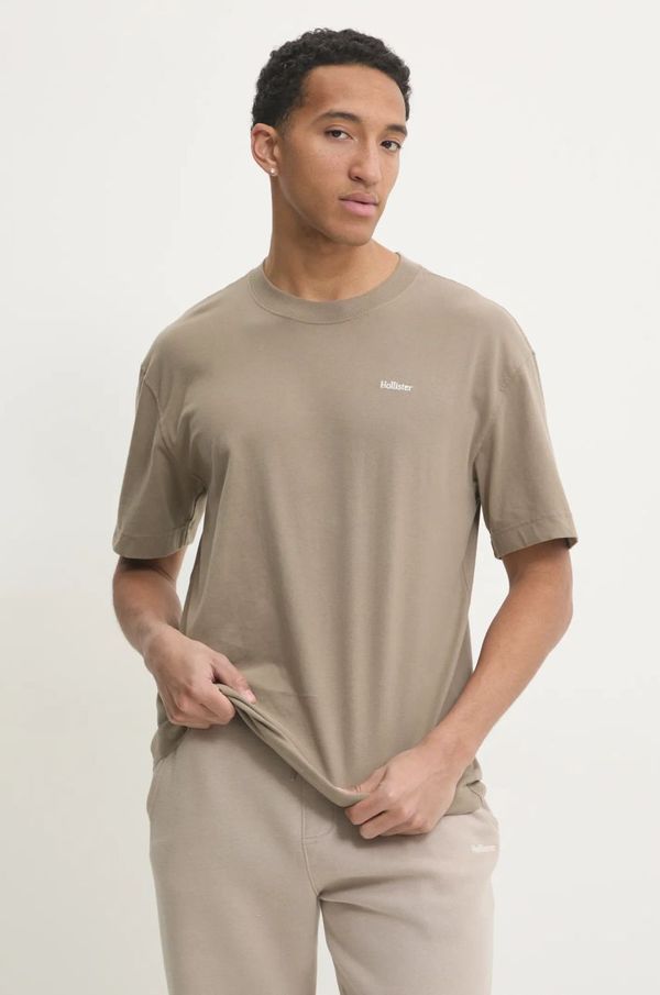 Hollister Co. Pamučna majica Hollister Co. za muškarce, boja: bež, bez uzorka, KI323-4308