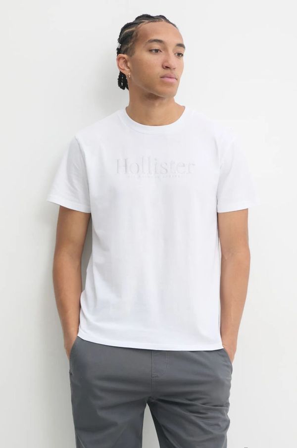 Hollister Co. Pamučna majica Hollister Co. za muškarce, boja: bijela, s aplikacijom, KI323-4213