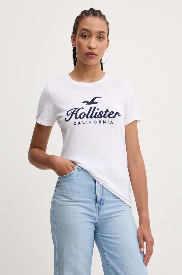 Hollister Co. Pamučna majica Hollister Co. za žene, boja: bijela, KI357-3284