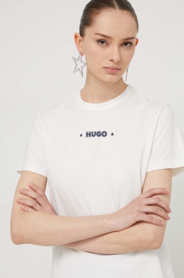 Hugo Pamučna majica HUGO za žene, boja: bijela