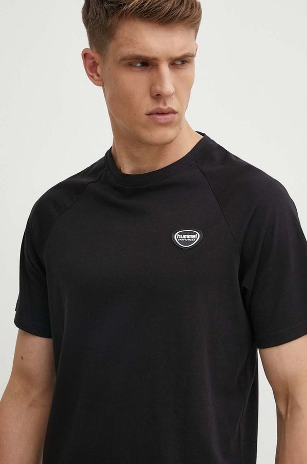 Hummel Pamučna majica Hummel hmlLGC KAI REGULAR HEAVY T-SHIRT za muškarce, boja: crna, s aplikacijom, 223989
