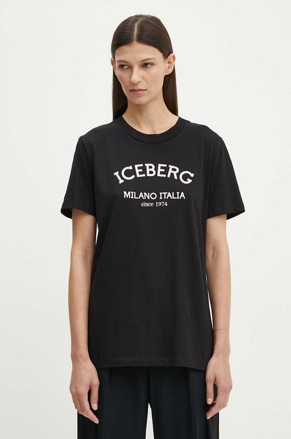 Iceberg Pamučna majica Iceberg za žene, boja: crna, F021 6325