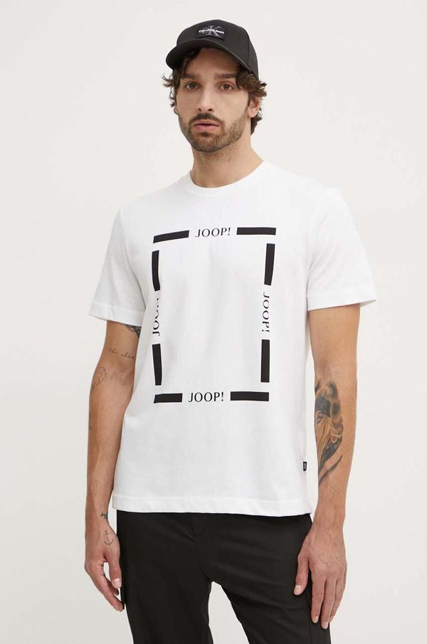 Joop! Pamučna majica Joop! za muškarce, boja: bijela, s tiskom, 30042368