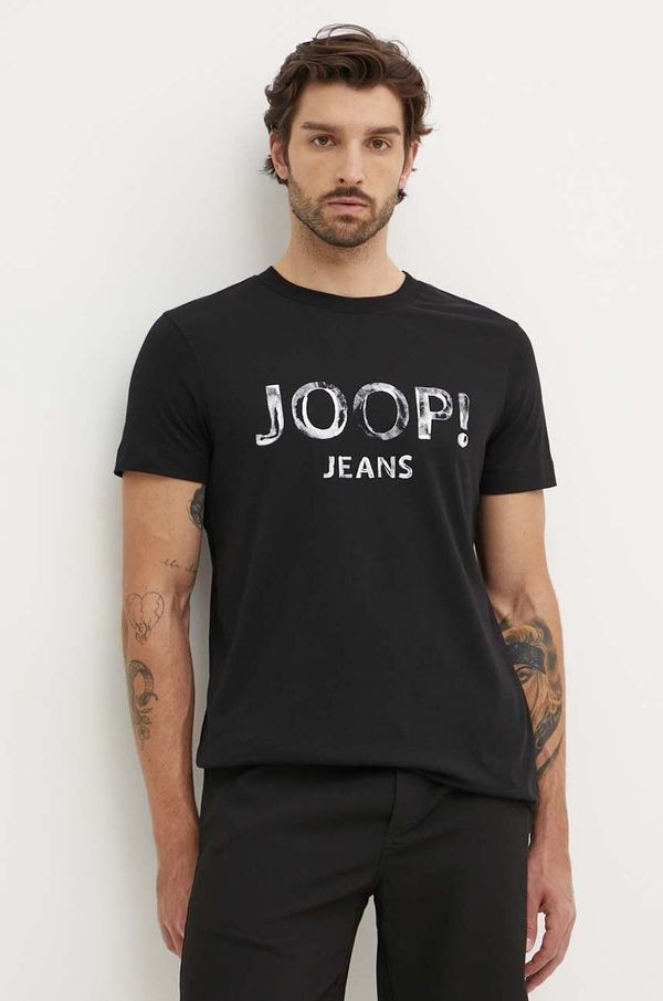 Joop! Pamučna majica Joop! za muškarce, boja: crna, s tiskom, 30042354