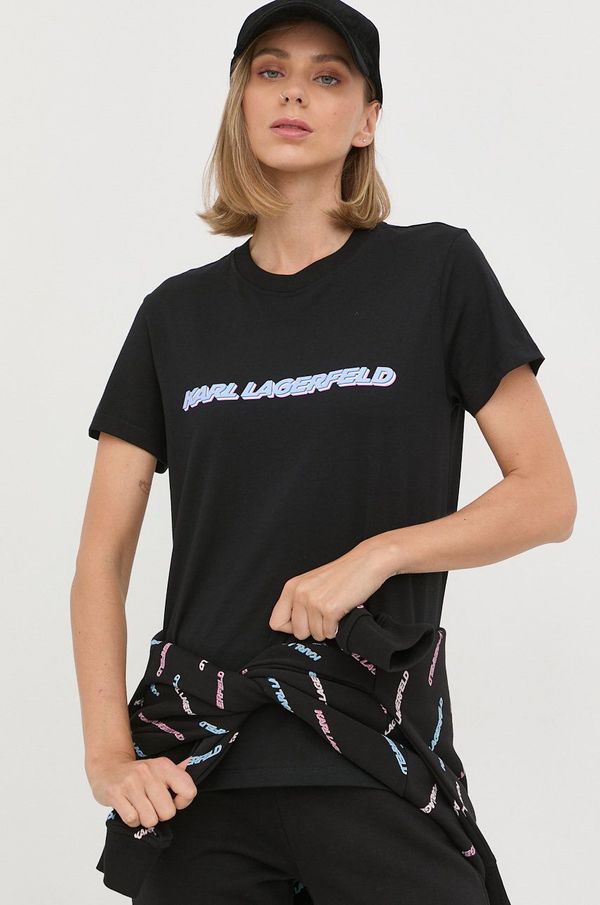 Karl Lagerfeld Pamučna majica Karl Lagerfeld boja: crna