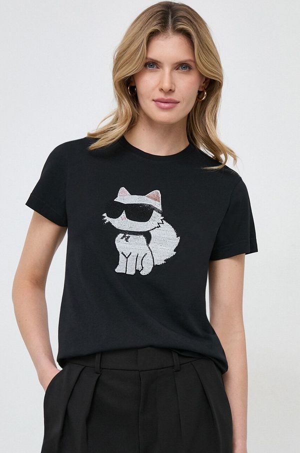 Karl Lagerfeld Pamučna majica Karl Lagerfeld boja: crna